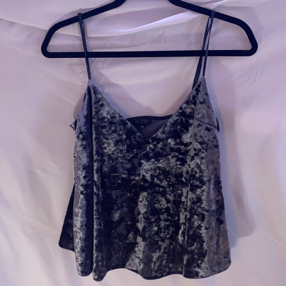Top shop velvet tank top with adjustable straps